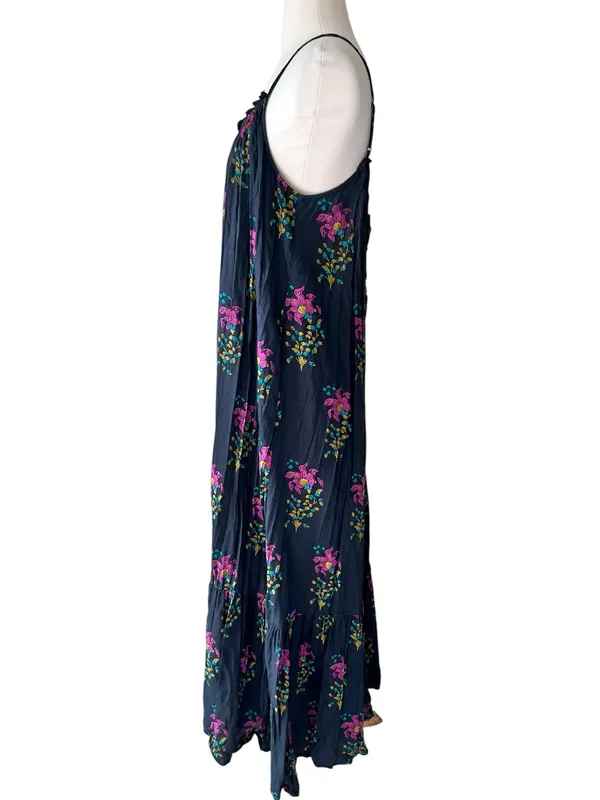 ANTHROPOLOGIE Black Motif Flounced Maxi Lounge Dress - Image 3