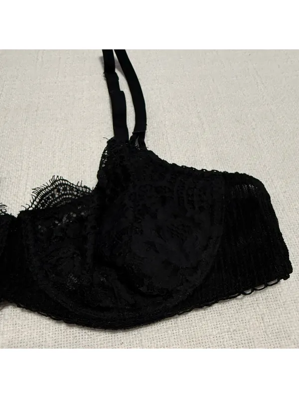 Victoria’s Secret 34C Push-up w/o Padding Lace Bra Black Dream Angels Unlined - Image 4