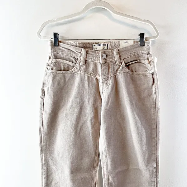 Free People We The Free Shelby Low-Rise Boyfriend Jeans Ocean Pearl Tan 26 - Image 3