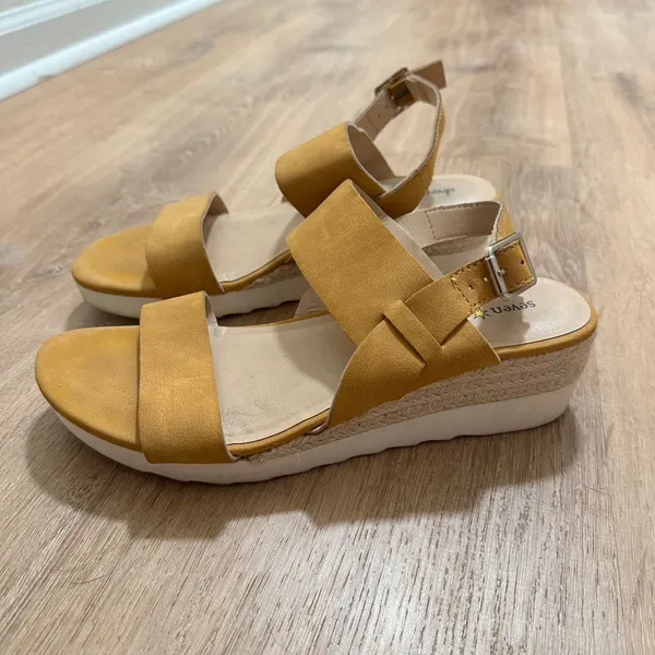 Seven Dials | Milana Mustard Yellow Espadrille Wedge Platform Sandal Shoes,‎ 9M - Image 3