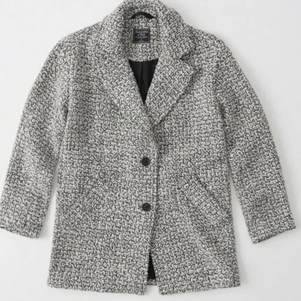 Abercrombie & Fitch Bouclé Wool Jacket Button Front Coat, Gray size S - Image 2