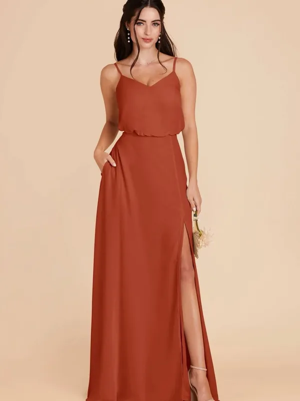 Birdy Grey Rust Spaghetti-Strap Maxi Dress with Side Slit - Image 2