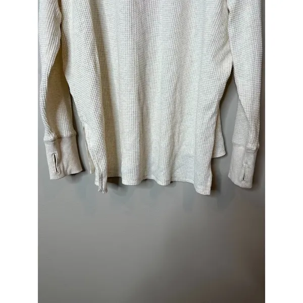 Aerie Do What Makes You Happy‎ Waffle Knit Thermal Top Oversized Medium Ivory - Image 6