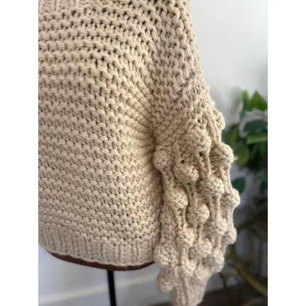 Olivaceous Women's Cream Knit Bobble Sleeve Pullover Sweater Size L‎ - Image 3