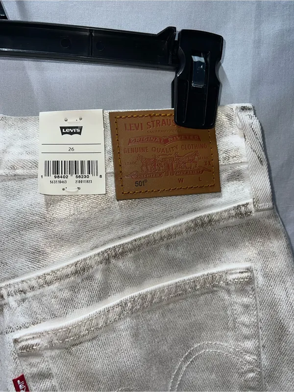 Levi's 501 White‎ and gold Cutoff Denim Shorts - Image 4