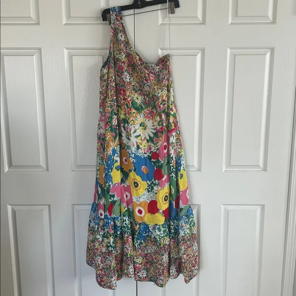 Anthropologie Sarah Campbell Floral One Shoulder Ruffle Hem Maxi Dress **Sz S**🌸 - Image 2
