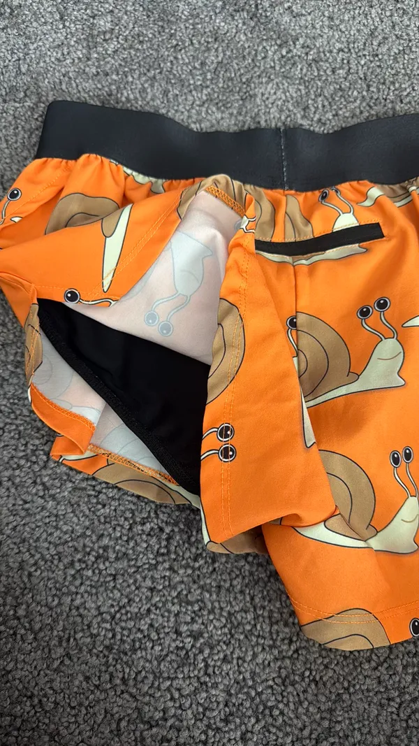 Snail ChicknLegs Athletic Running Shorts Orange Size XXS - Image 3