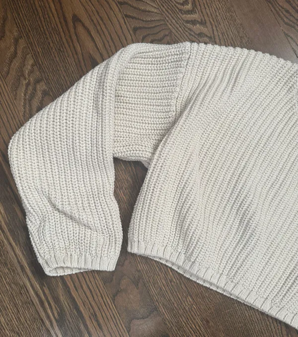 ZARA Cream Beige Chunky Knit Asymmetrical Cropped Sweater Jumper - Image 5