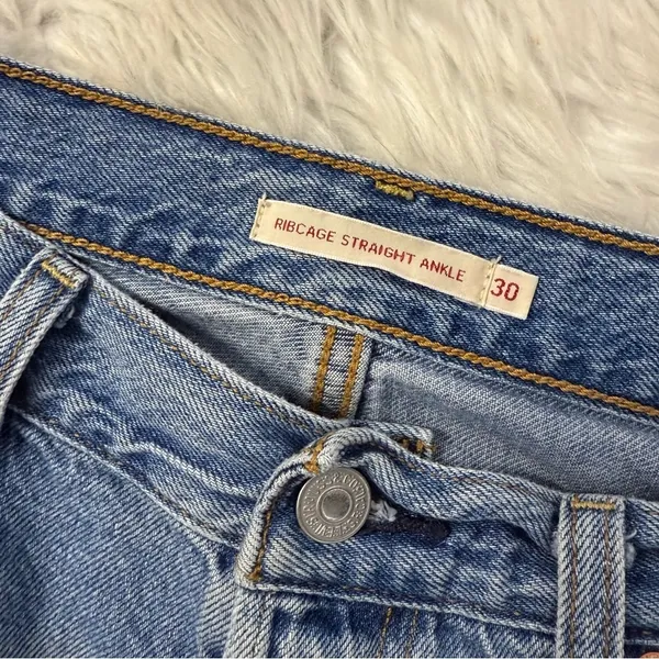 Levi’s Ribcage Straight Ankle Jeans Super High Rise Button Fly Size 30 10 Busted - Image 7