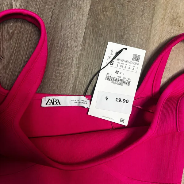 ZARA Tops Square Neck Crop Top Pink - Image 4