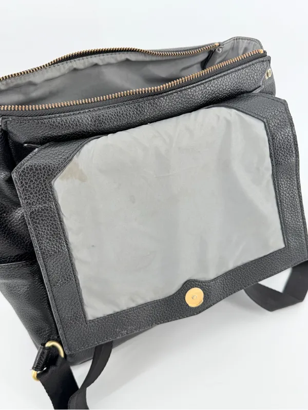 Freshly Picked Classic Diaper Backpack bag Black vegan pebbled leather large - Image 8