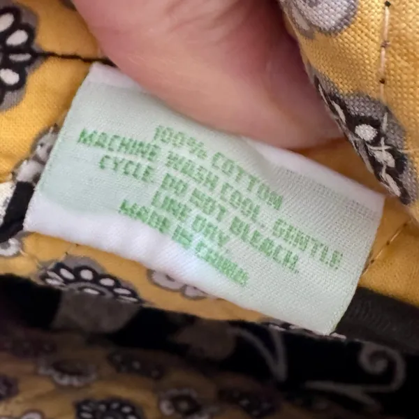 Vera Bradley Yellowbird Shoulder Bag Zip Top Retired Black Yellow Floral - Image 8