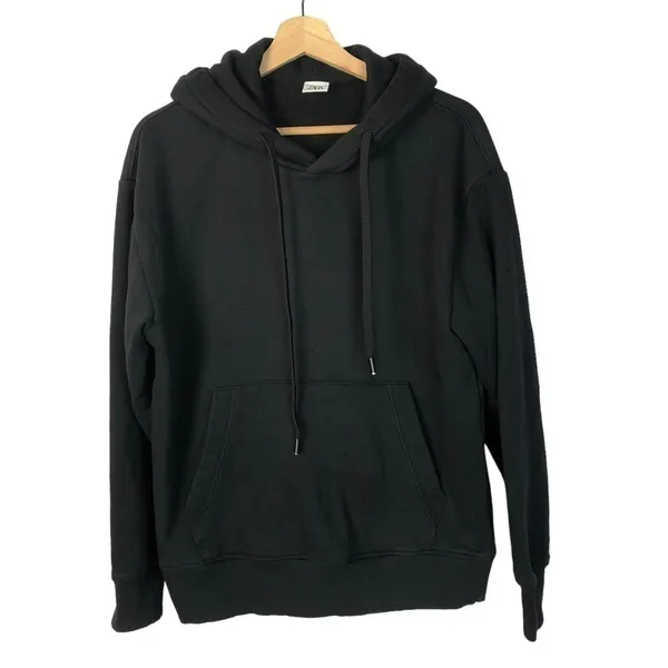Zara Neutral Black Oversized Pullover Hoodie Sweatshirt M - Image 2