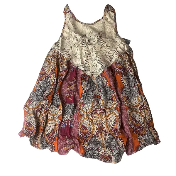 NEW Free People Women's Size XS Count‎ Me In Trapeze Tank Top Pink Lace Yoke - Image 2