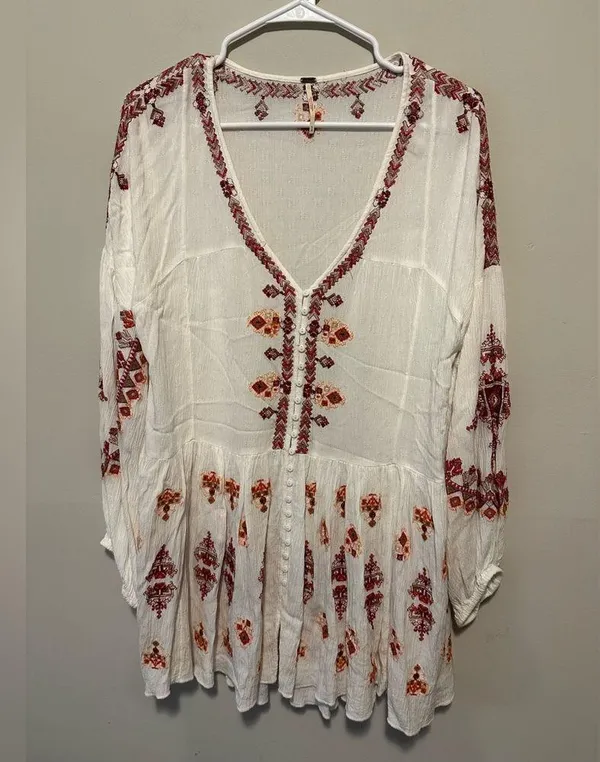 Free People Arianna Tunic in Ivory Size M - Image 3