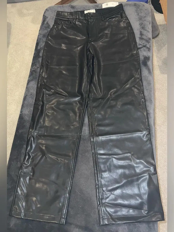 Abercrombie & Fitch Vegan Leather High Rise Loose Pant in Black Size 28 / 6 NWT - Image 14