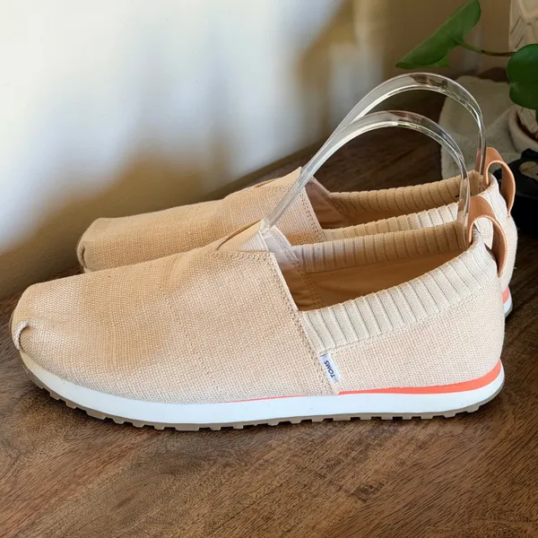 TOMS‎ Alpargata Resident Women 8 Peach Beige Knit Slip On Sneaker Minimalist - Image 2