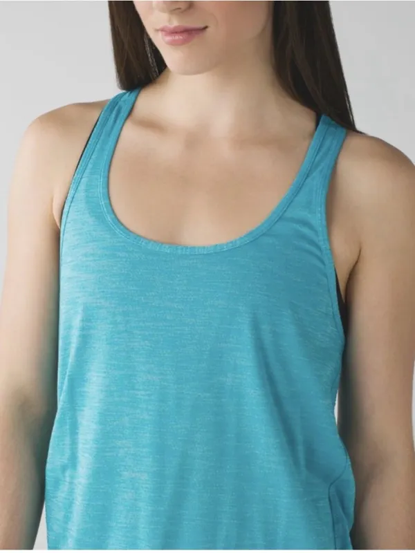 lululemon Salute the Sun Blue Racerback Tank Heathered Peacock Active Top - Image 5