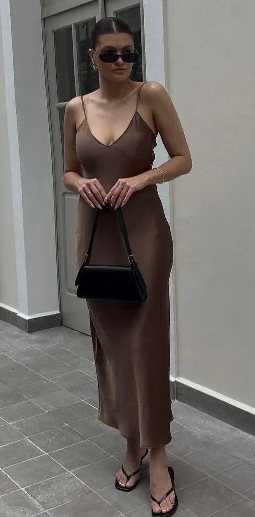 Zara dress fitted bodycon Brown Cutout Midi Party Wedding Coctail - Image 5