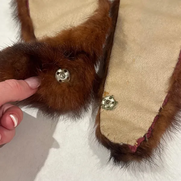 Vintage Real Fur Collar Wrap Women Brown Vintage Glamour Stole Maximalist - Image 3