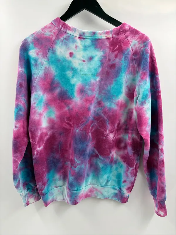 Aviator Nation AV Crewneck Sweatshirt Tie Dye Pullover Pink Blue size small - Image 8