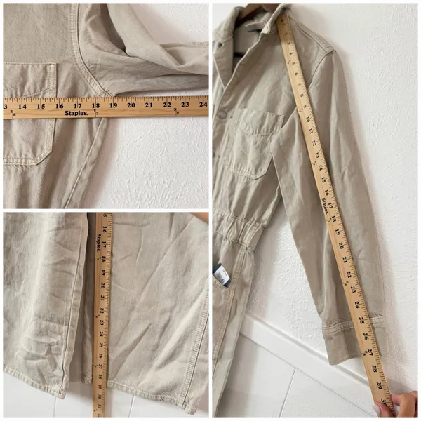 Universal Threads Utility Jumpsuit Women’s 6 Beige Wide Leg Button Front - Image 6