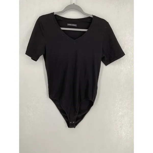 Citizens of Humanity Womens Bodysuit Black V-Neck Supima Cotton XS - Image 2