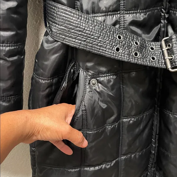 Mango Black Belted Puffer Jacket - Image 5