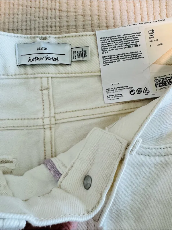 & Other Stories Cream High-Rise Wide Leg Jeans - Image 6