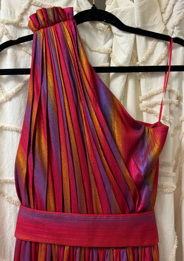 Retrofête Andrea Maxi Dress In Rainbow Red - Image 6