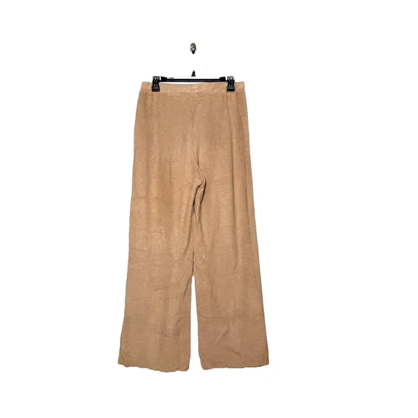 Zara Wide Leg Pants Beige Elastic Waist Flowy Lounge Minimalist M - Image 3