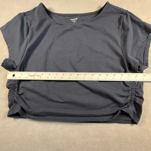 Old Navy Active PowerChill Ruched Side Crop Top Gray XL Go-Dry Workout Shirt - Image 4