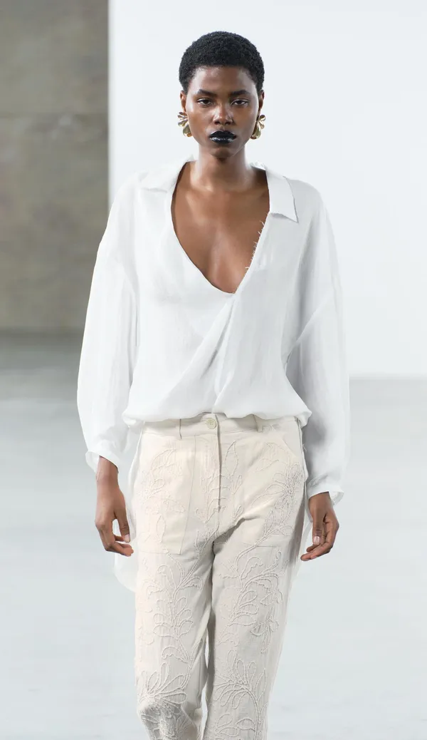 Zara NWT EMBROIDERED PANTS ZW COLLECTION. Size Medium - Image 6