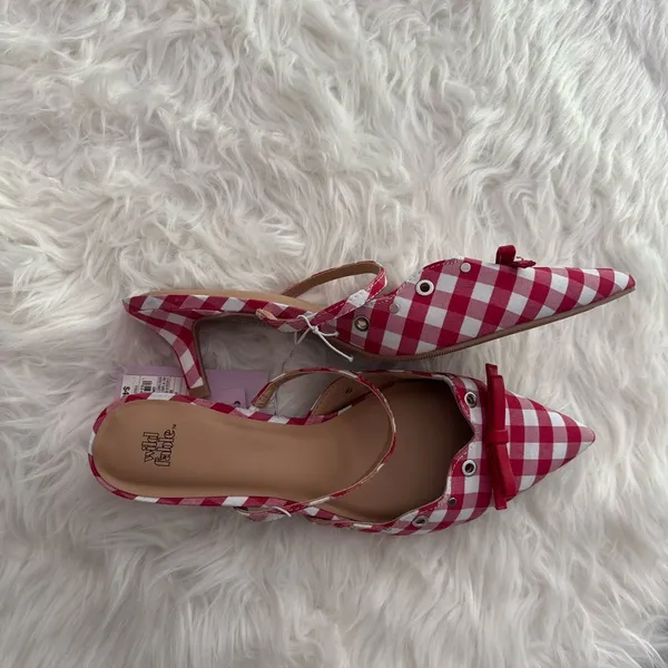 Wild Fable Red Gingham Bow Kitten Heels Size 8.5 - Image 7