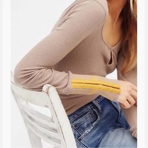 Free People We the Free Mod Stripe Cuff Thermal Top - Image 7