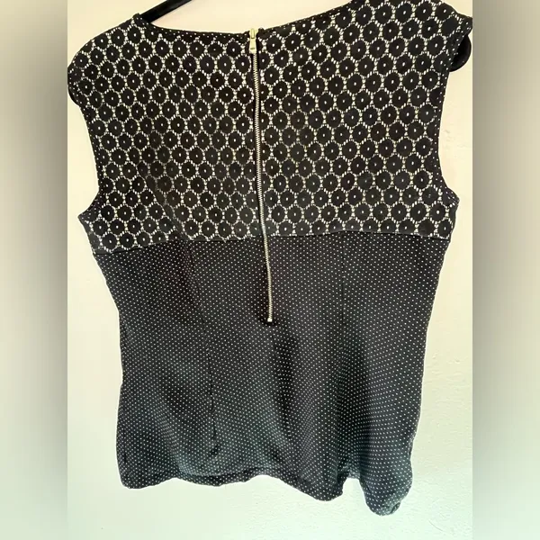 Whimsigoth Mixed Media Ann Taylor Polka Dot Sleeveless Blouse Women’s Size Small - Image 2