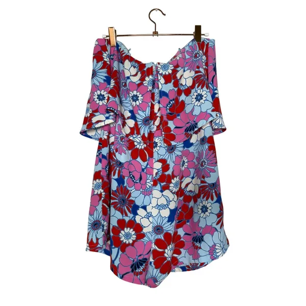 Sugarlips Berry Mix Floral Strapless Romper Size Large Retro Pink Blue White - Image 4