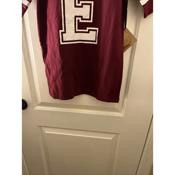 School House "Go Big E" Jersey Style T-Shirt Women's Juniors Size S Maroon White - Image 5