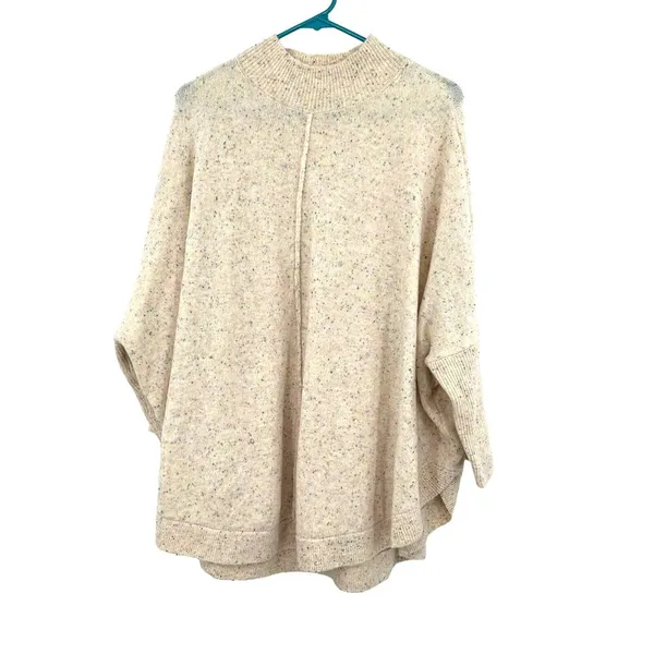 Loft Size Large Sweater Cream Speckled Oversized Batwing Pullover Fuzzy Knit NWT - Image 2