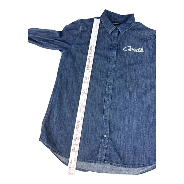 National Corvette Museum Denim Shirt Womens Small Blue Button Up Port Authority - Image 6