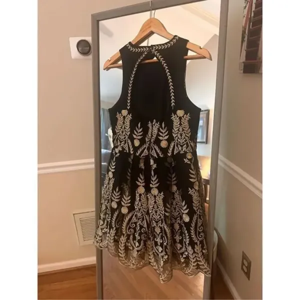 Altar’d State Junia Fit and Flare Dress Size Medium Black/Gold‎ NWT - Image 4