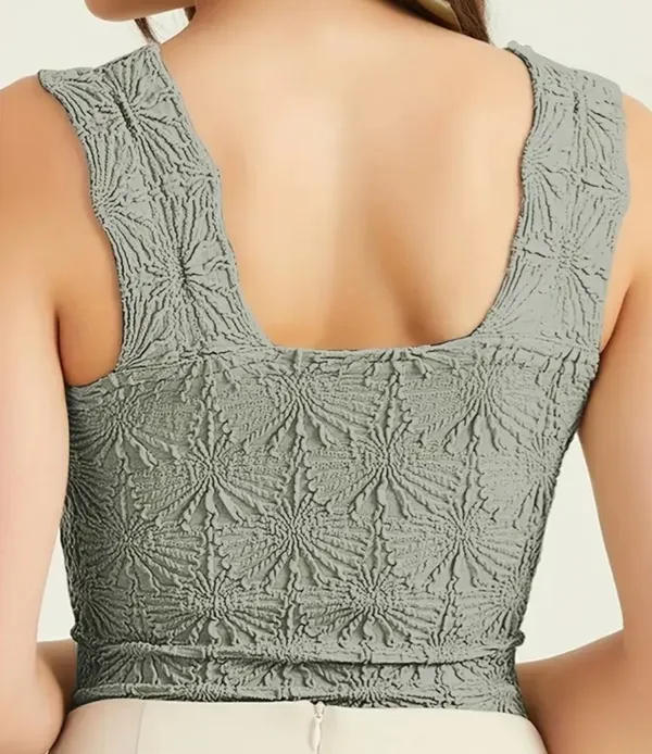 Cami Tank Top With Jacquard Floral - Image 5