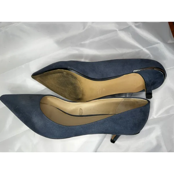 Zara Basic Gorgeous Blue Grey Suede Look Pumps with Silver-Tone Detail - Image 5