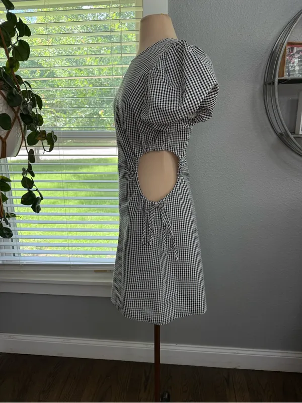 Oak + Fort Gingham Mini Dress with Side Cutouts - Image 4