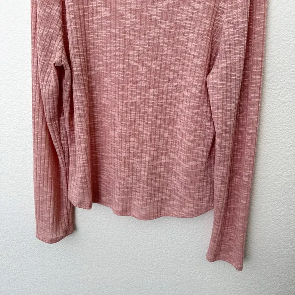[Free People] Blush Pink Ribbed Knit Aura Layering Long Sleeve Top Crew Neck XL - Image 7