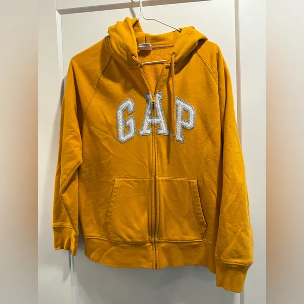 GAP Women's‎ Yellow Zip Hoodie Size L - Image 2