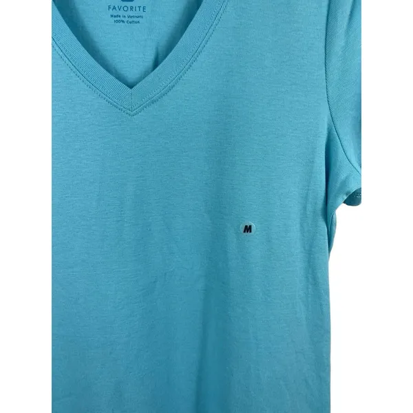 GH Bass Blue Fountain Favorite 100% CottonV-neck Short Sleeve T-shirt Size M NWT - Image 4