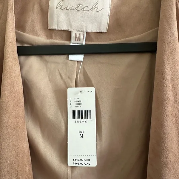 NWT Hutch Anthropologie Open Front Waterfall Jacket Vegan Suede Pink Size M - Image 5