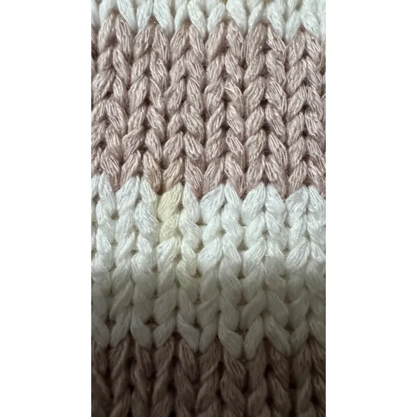 Alya Womens Dusty Rose Open Back‎ Chunky Knit Sweater Striped Cuffs Medium - Image 7