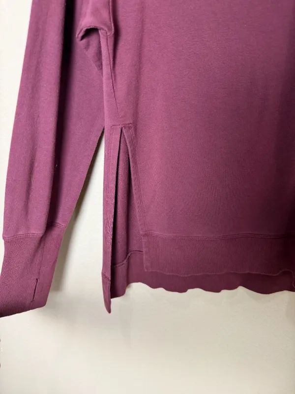 JOYLAB Maroon Burgundy Loose Side Slit Sweatshirt Long Sleeve Tee Top Size Small - Image 3
